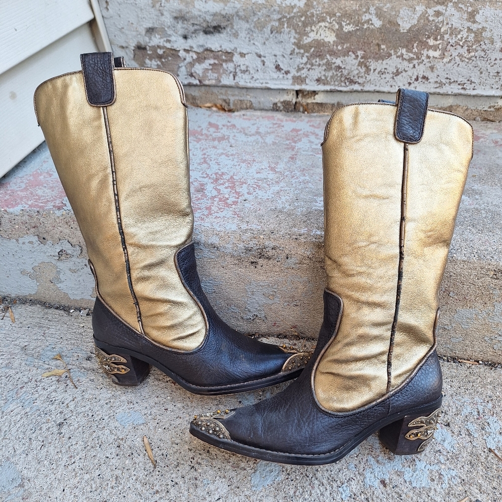 DG2 by Diane Gilman Gold and Black Western Boots